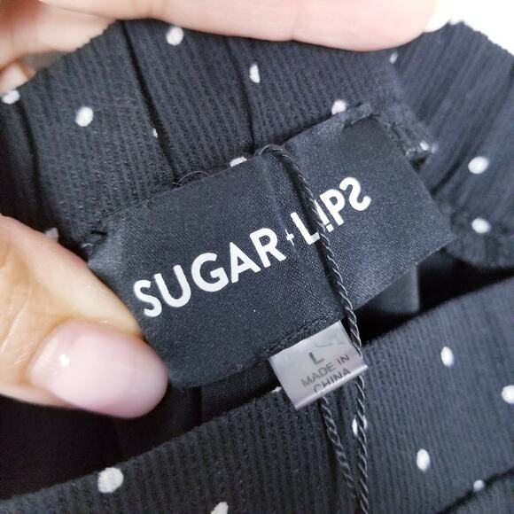 SUGARLIPS Dress Off-Shoulder Polka Dots Mini Ruffle Trumpet Sleeves - Large - Picture 9 of 11